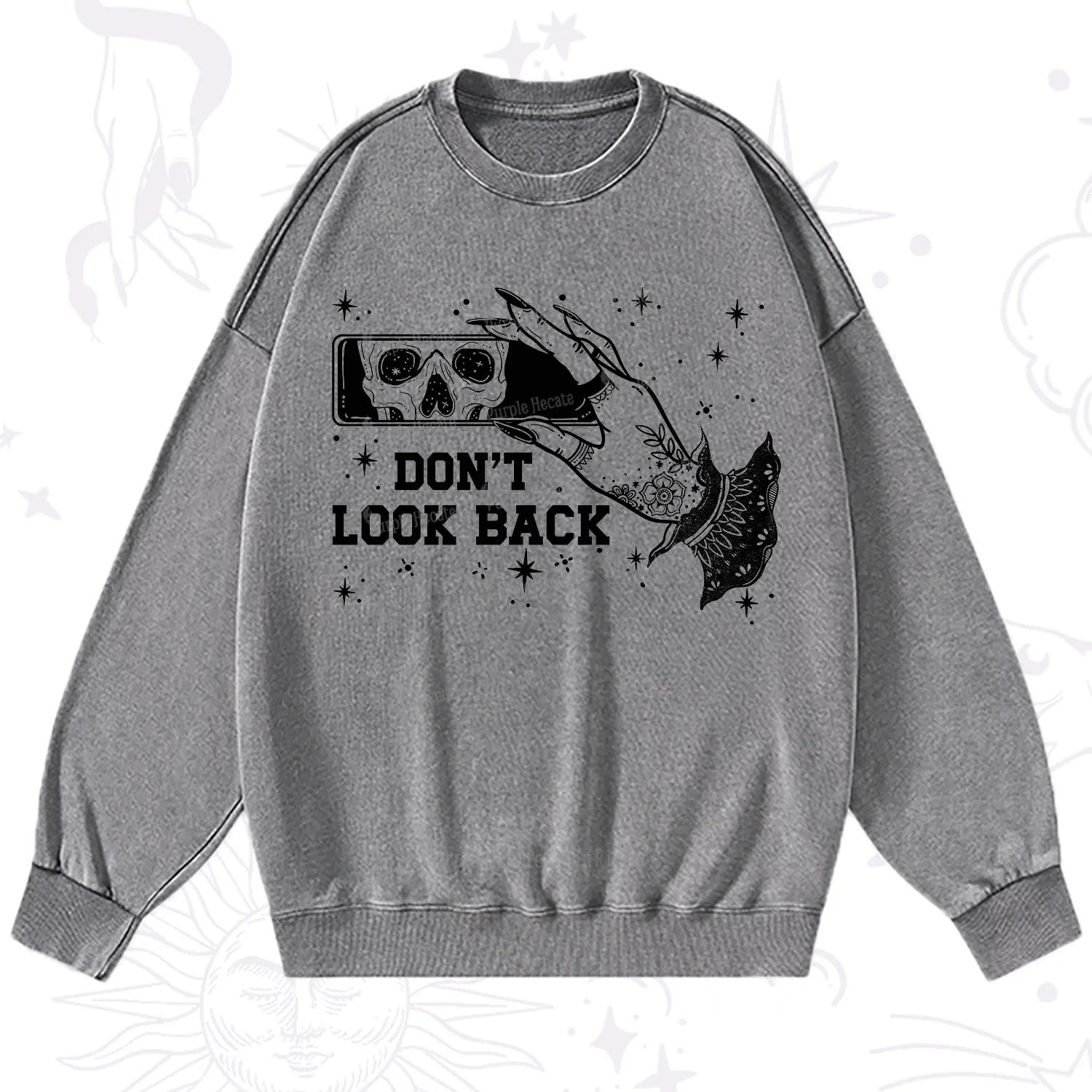 Purplehecate Don't Look Back Washed Sweatshirt