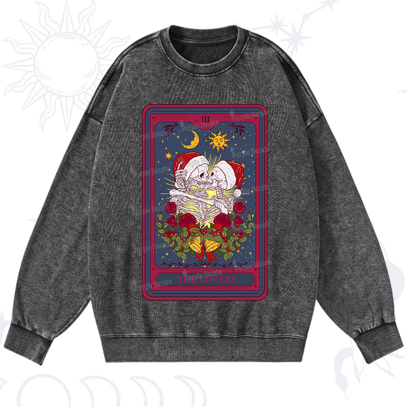 Purplehecate Christmas The Lovers Tarot Washed Sweatshirt