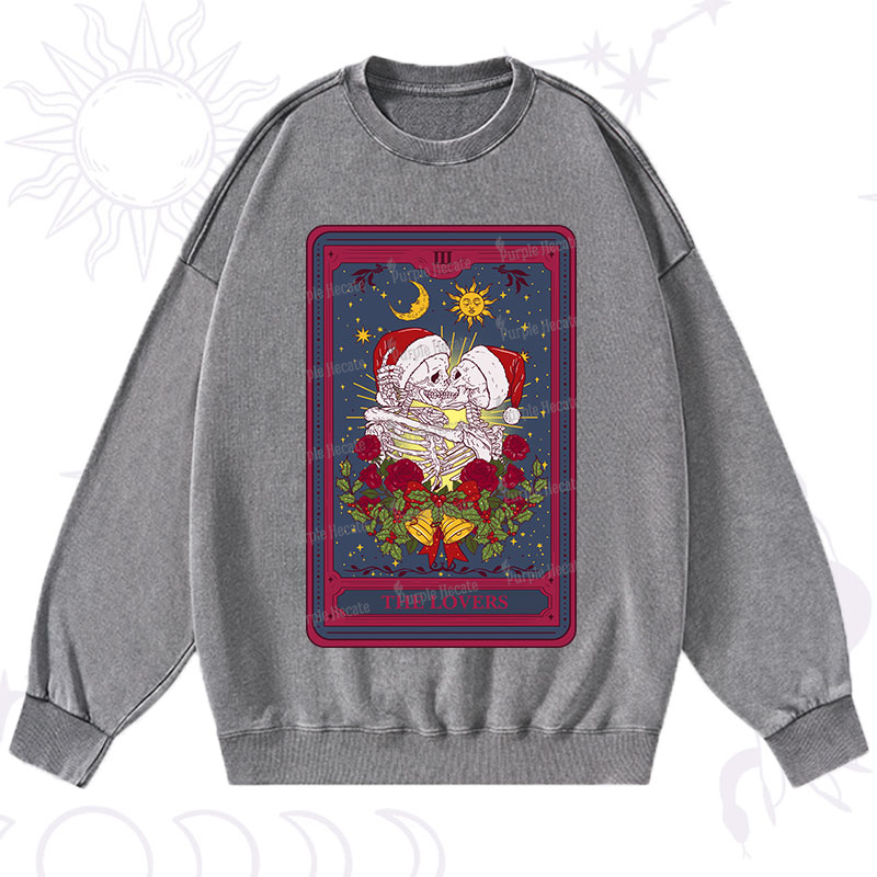 Purplehecate Christmas The Lovers Tarot Washed Sweatshirt