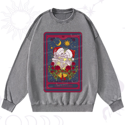 Purplehecate Christmas The Lovers Tarot Washed Sweatshirt