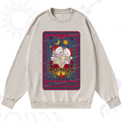 Purplehecate Christmas The Lovers Tarot Washed Sweatshirt