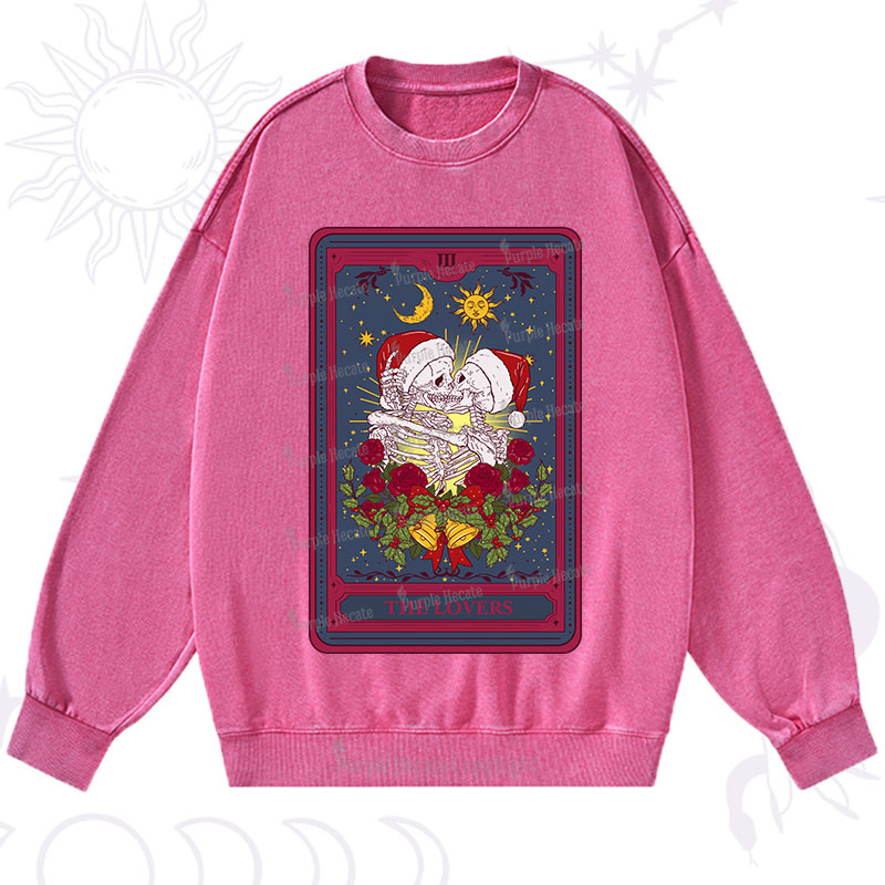 Purplehecate Christmas The Lovers Tarot Washed Sweatshirt