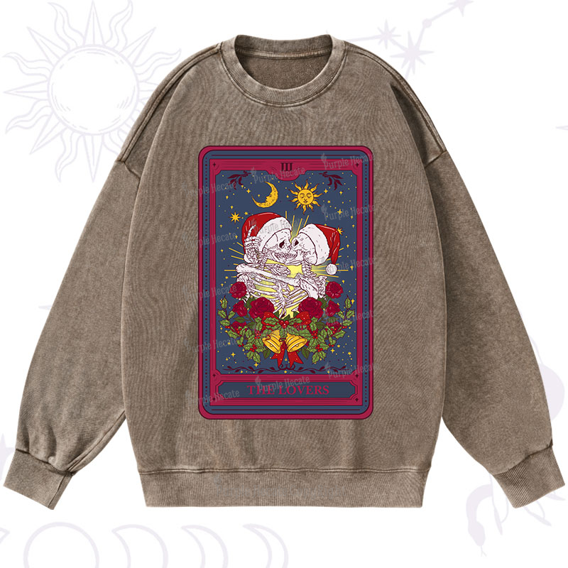 Purplehecate Christmas The Lovers Tarot Washed Sweatshirt