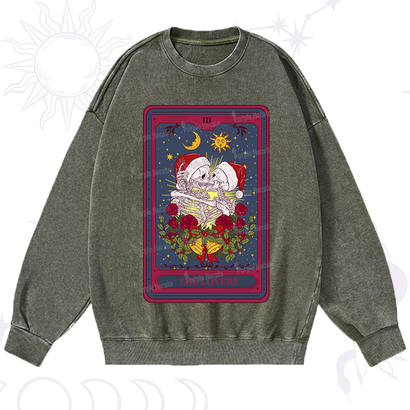 Purplehecate Christmas The Lovers Tarot Washed Sweatshirt