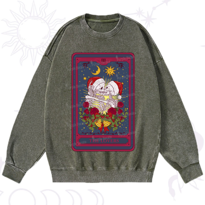 Purplehecate Christmas The Lovers Tarot Washed Sweatshirt
