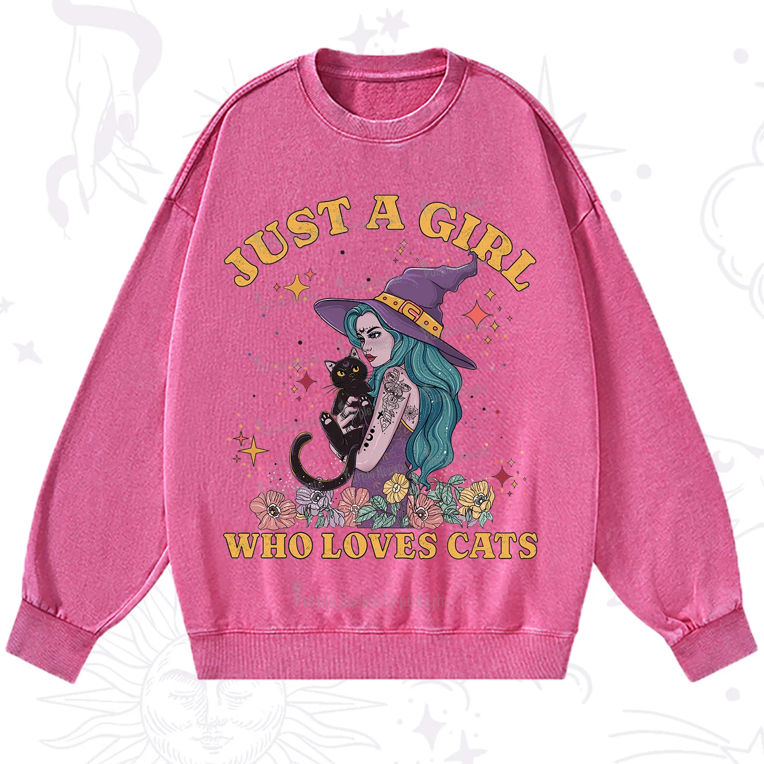 Purplehecate Just A Girl Who Loves Cats Washed Sweatshirt