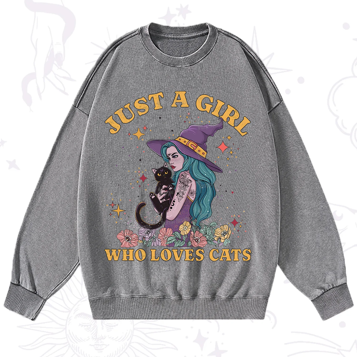 Purplehecate Just A Girl Who Loves Cats Washed Sweatshirt