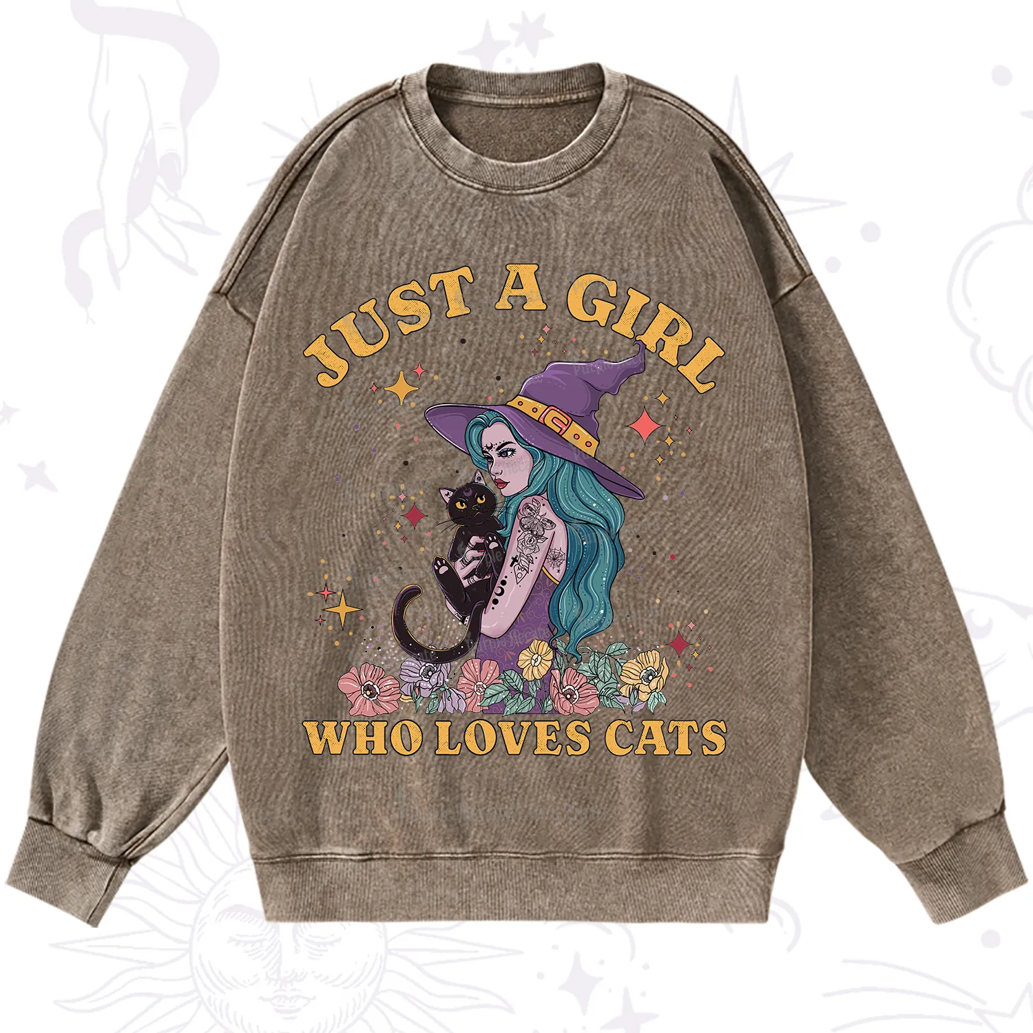 Purplehecate Just A Girl Who Loves Cats Washed Sweatshirt