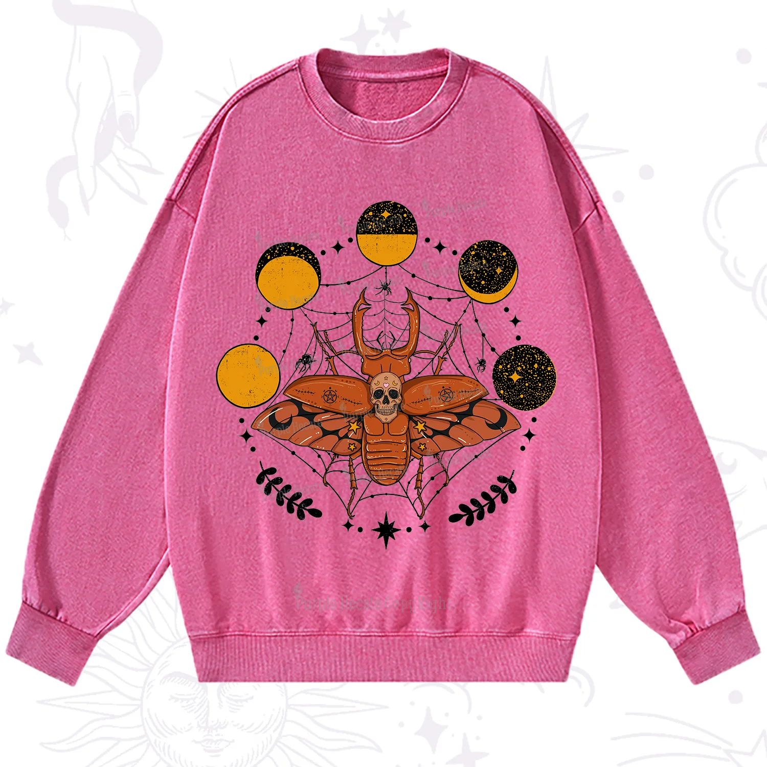 Purplehecate Lunar Web Death Beetle Washed Sweatshirt