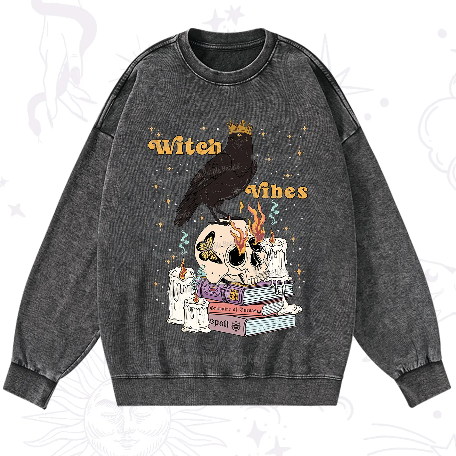 Purplehecate Witch Vibes Washed Sweatshirt