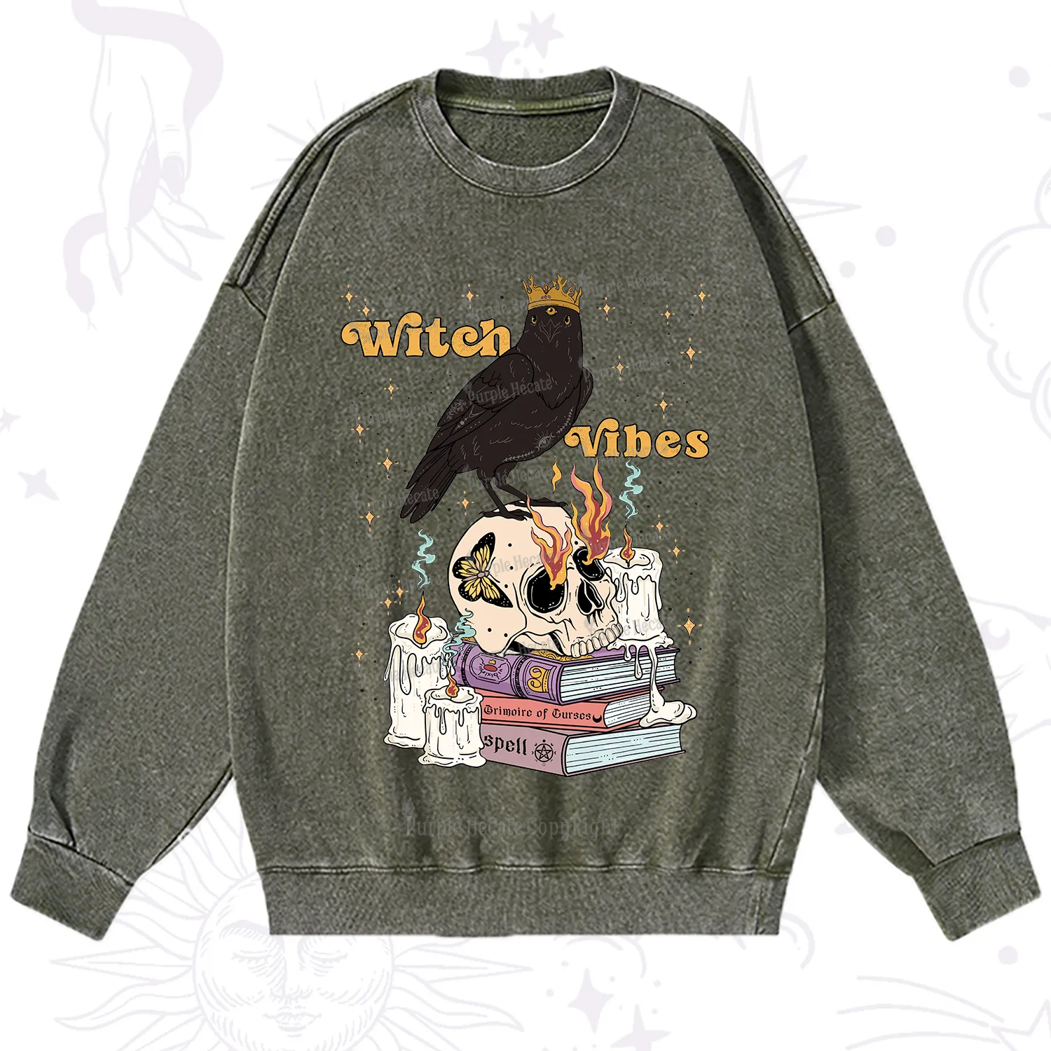 Purplehecate Witch Vibes Washed Sweatshirt