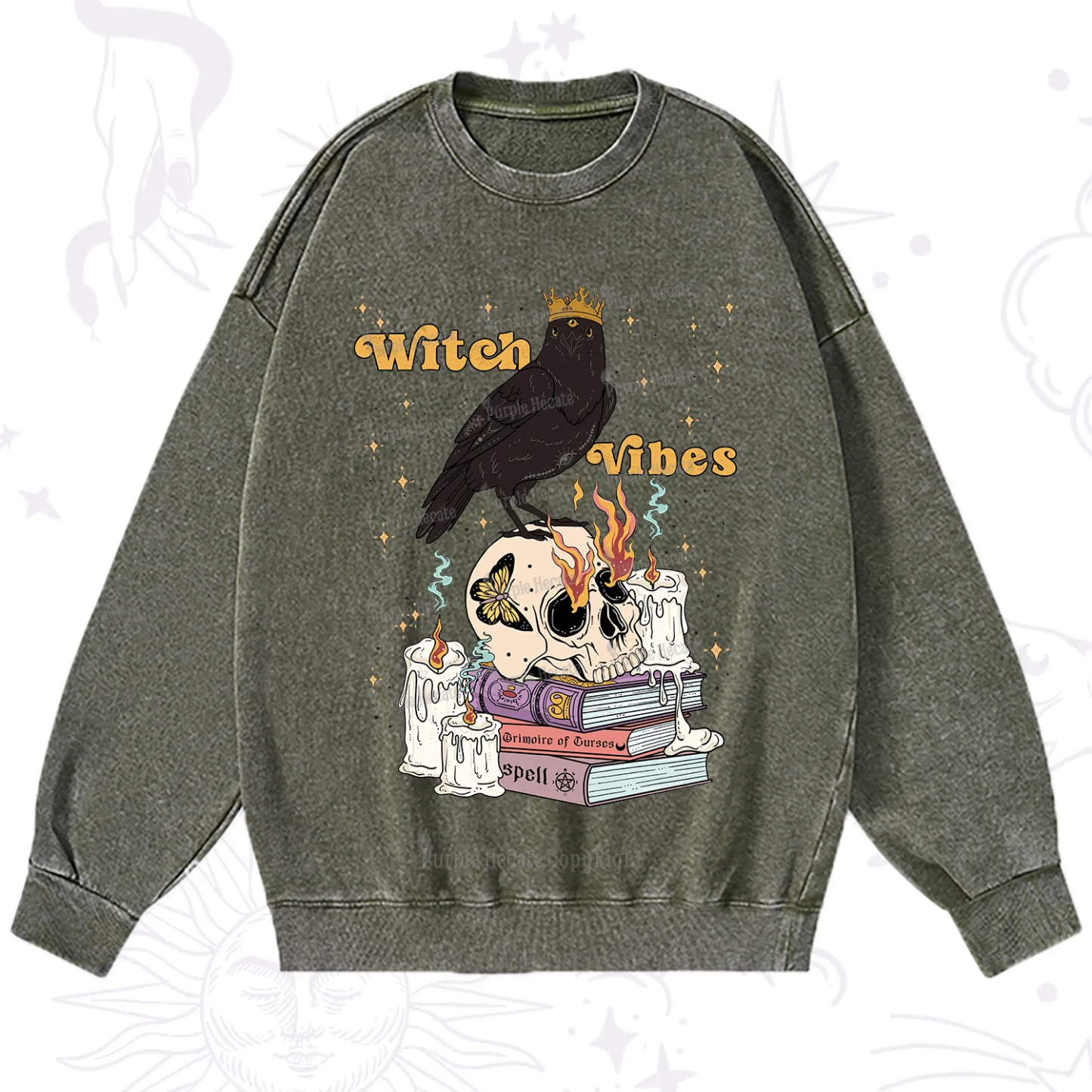 Purplehecate Witch Vibes Washed Sweatshirt