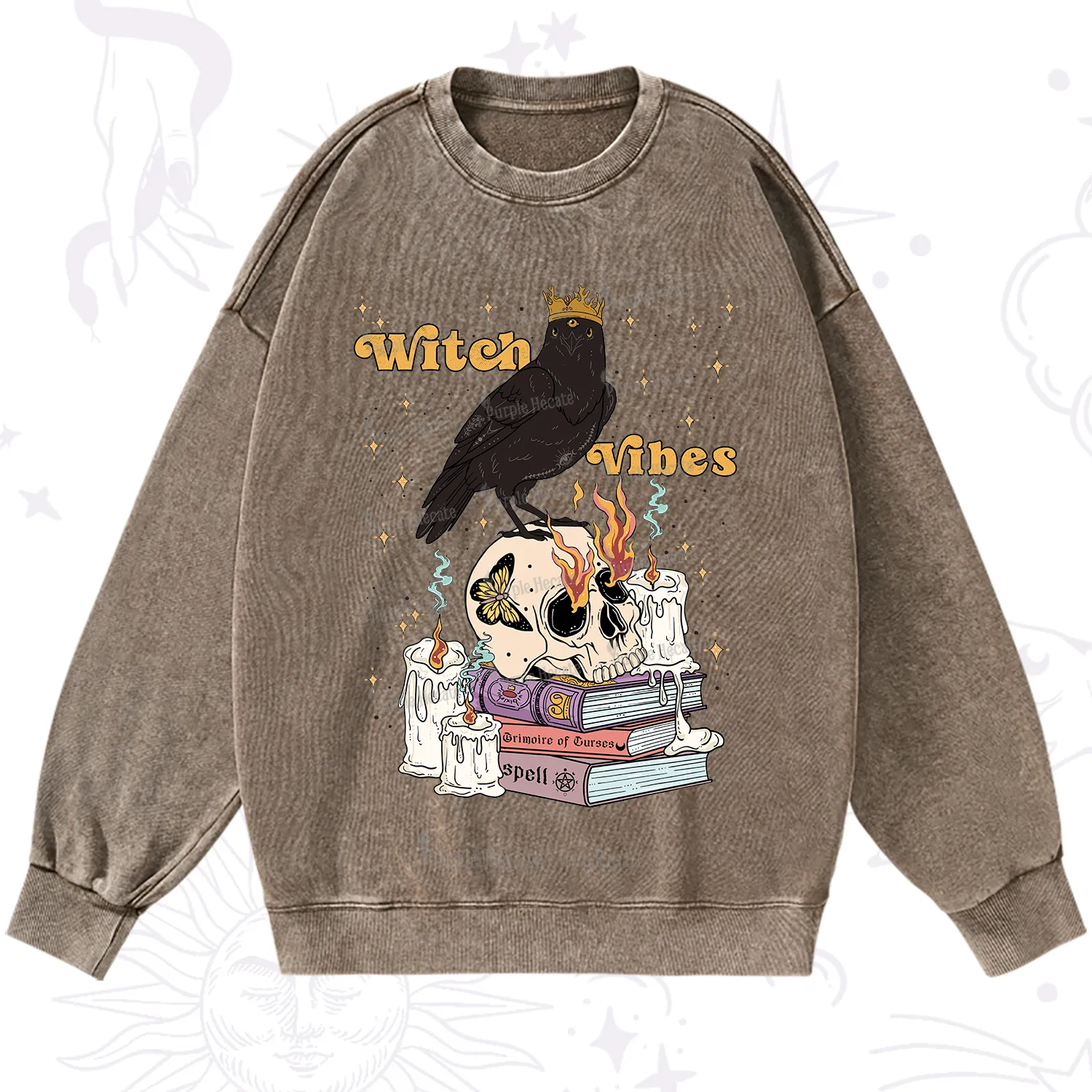 Purplehecate Witch Vibes Washed Sweatshirt