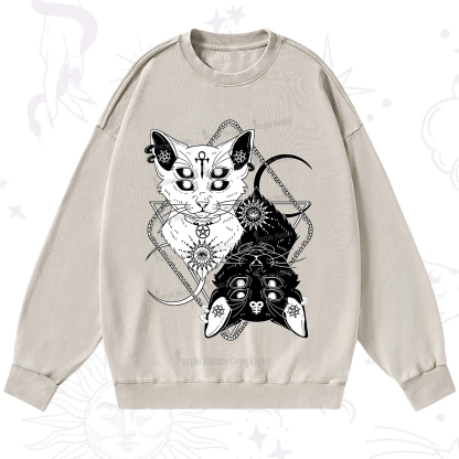 Purplehecate Occult Mirror Cats Washed Sweatshirt