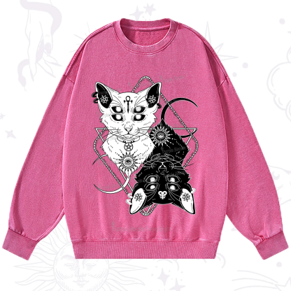 Purplehecate Occult Mirror Cats Washed Sweatshirt