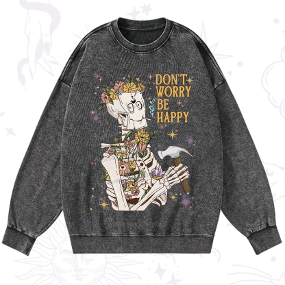 Purplehecate Don't Worry Be Happy Washed Sweatshirt
