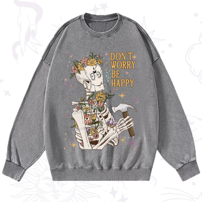 Purplehecate Don't Worry Be Happy Washed Sweatshirt