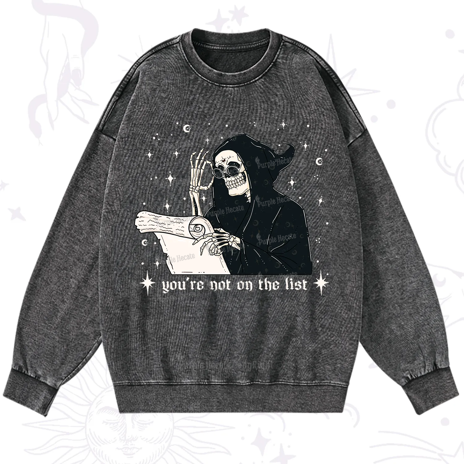 Purplehecate You're Not On The List Washed Sweatshirt