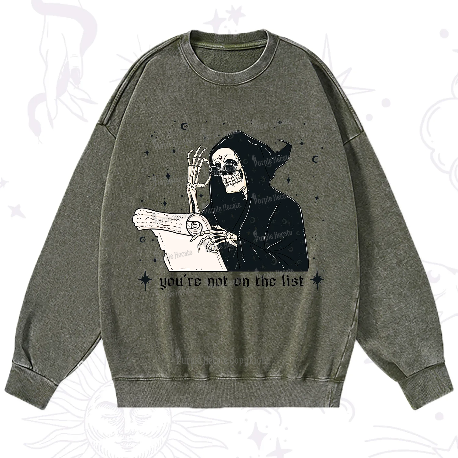 Purplehecate You're Not On The List Washed Sweatshirt
