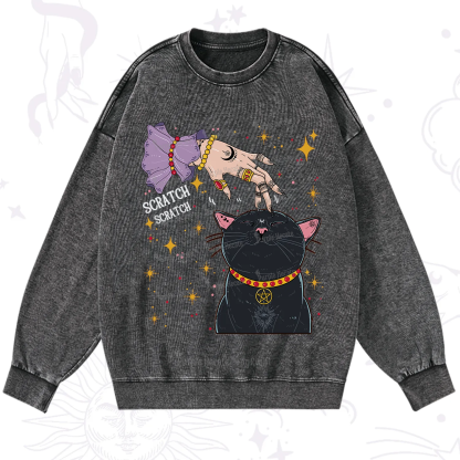 Purplehecate Witch's Cat Scratch Washed Sweatshirt