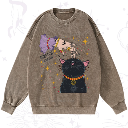 Purplehecate Witch's Cat Scratch Washed Sweatshirt