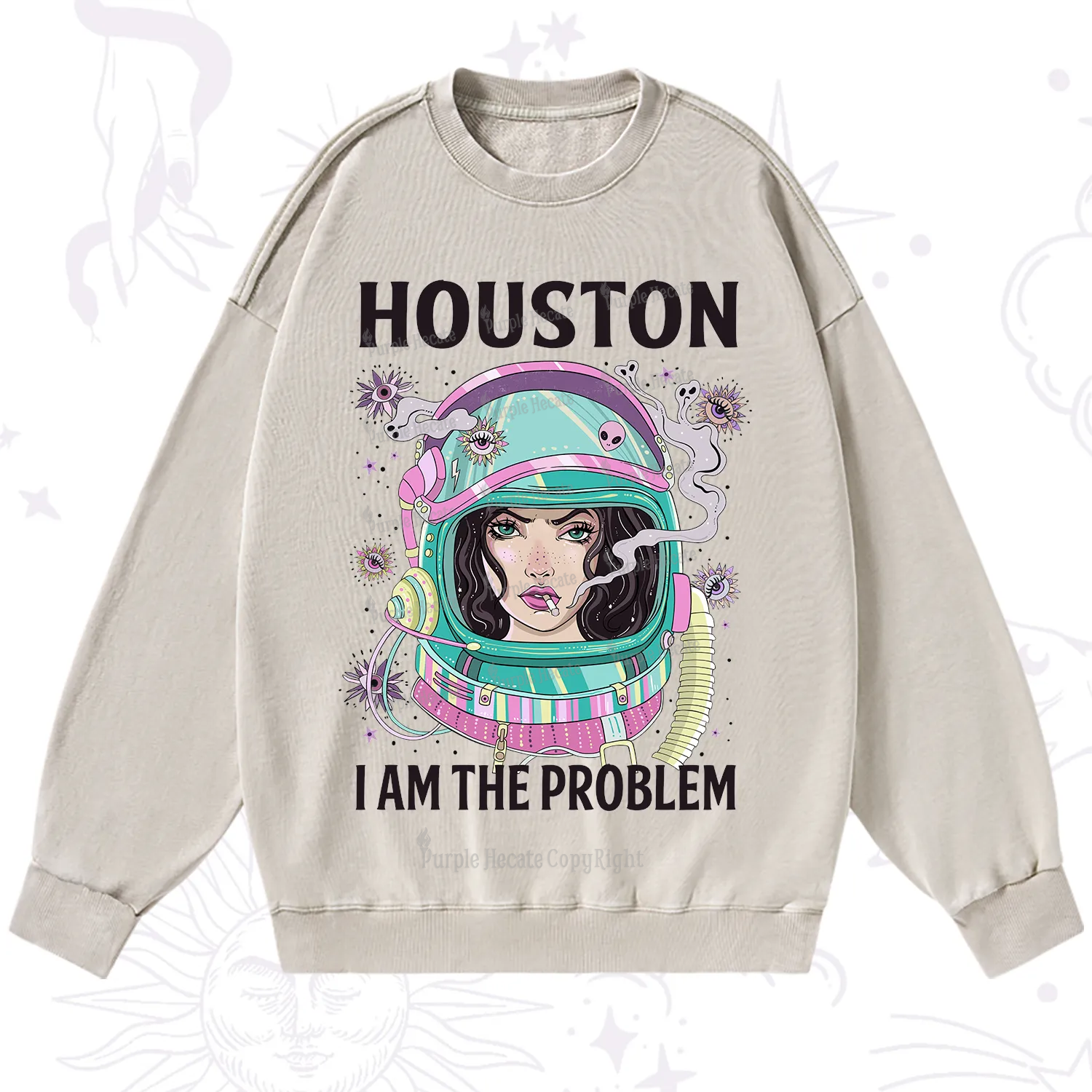 Purplehecate Houston I am the problem Washed Sweatshirt