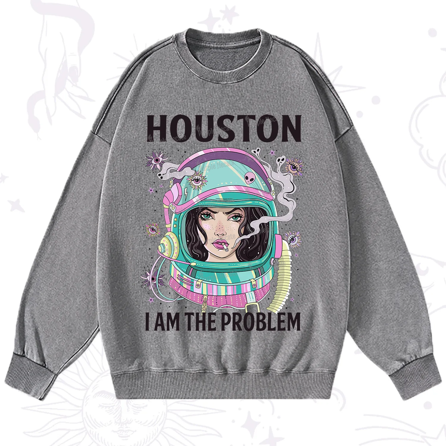 Purplehecate Houston I am the problem Washed Sweatshirt