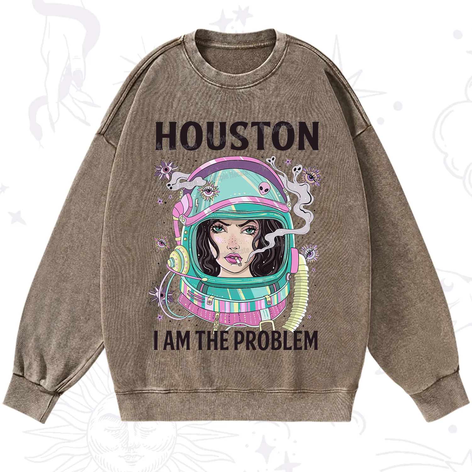 Purplehecate Houston I am the problem Washed Sweatshirt