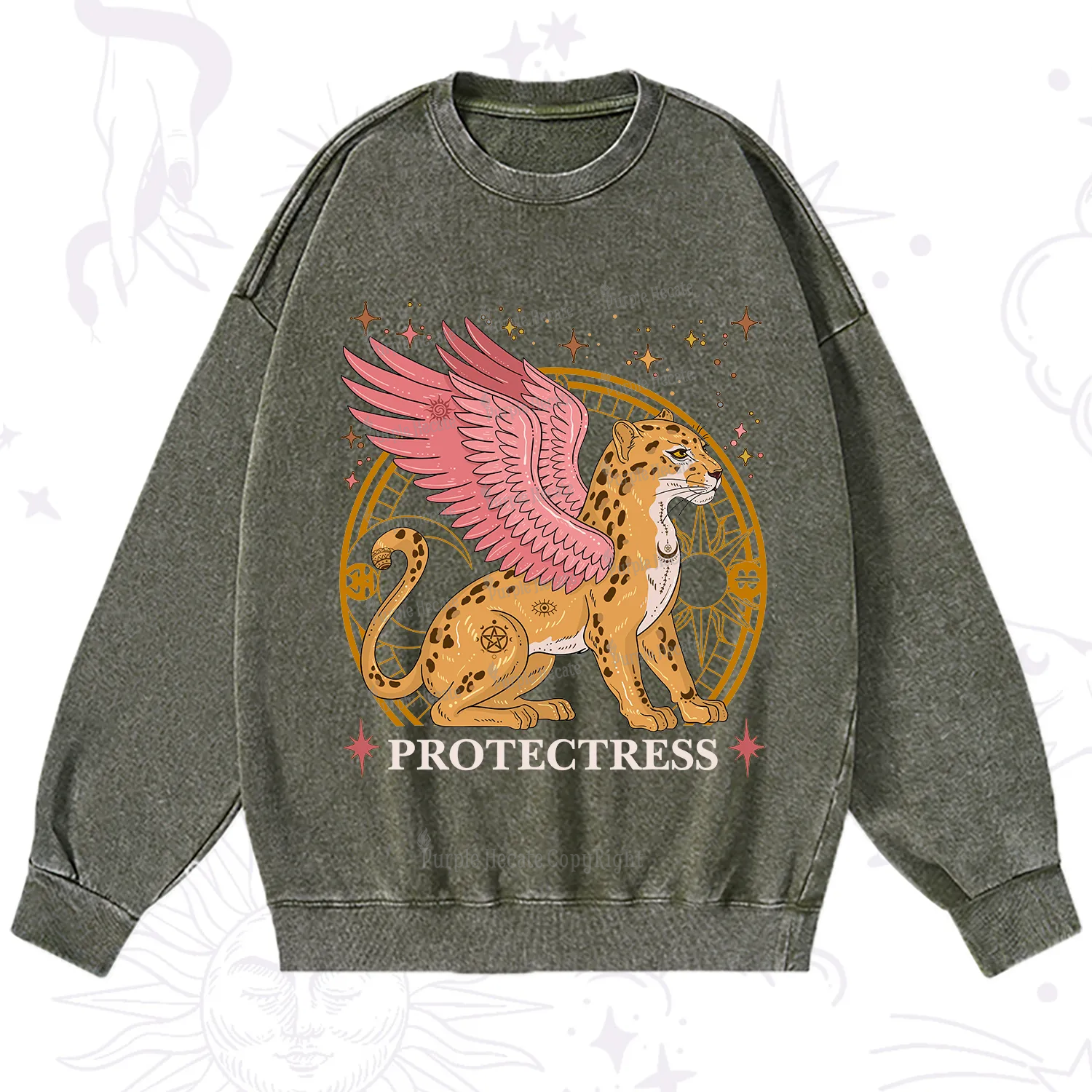 Purplehecate Celestial Protectress Washed Sweatshirt
