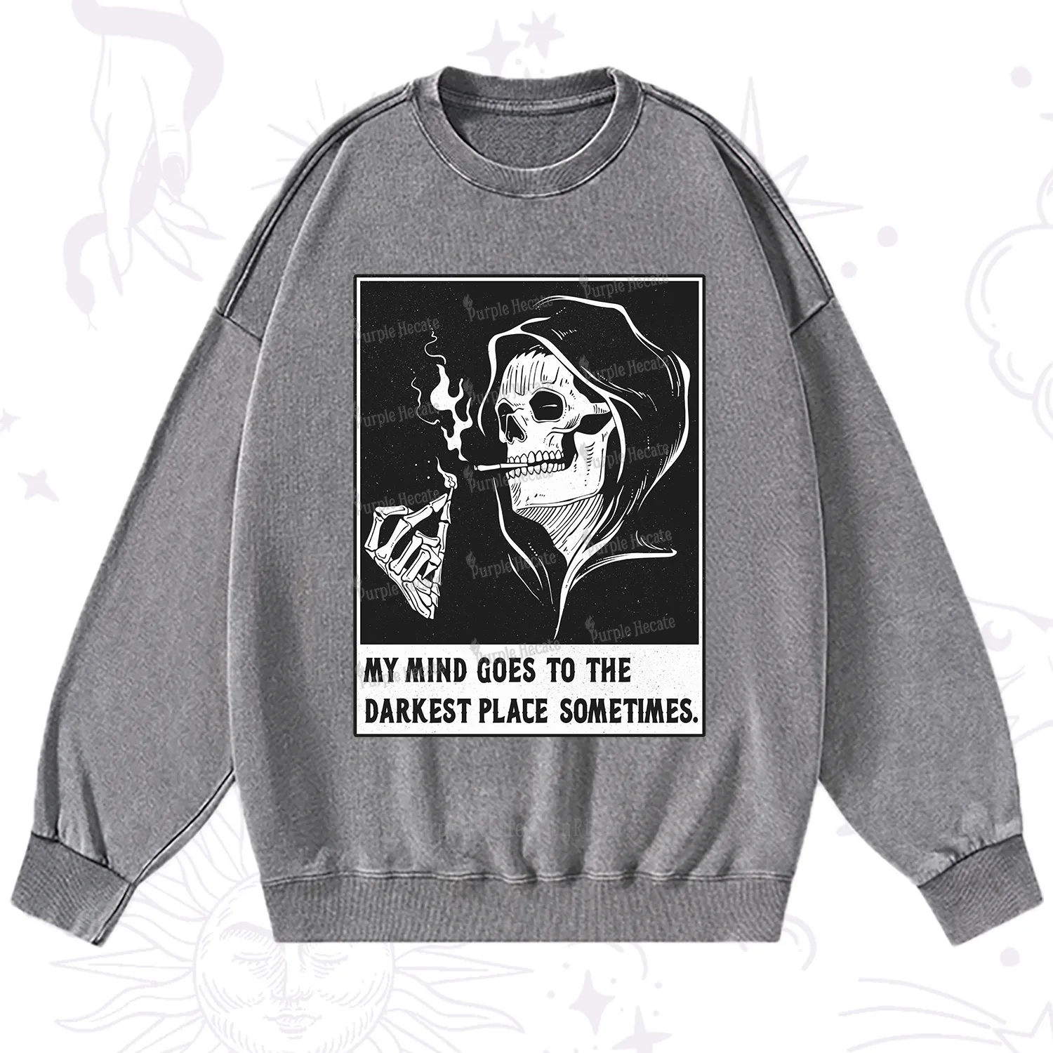 Purplehecate My Mind Goes To The Darkest Place Sometimes Washed Sweatshirt