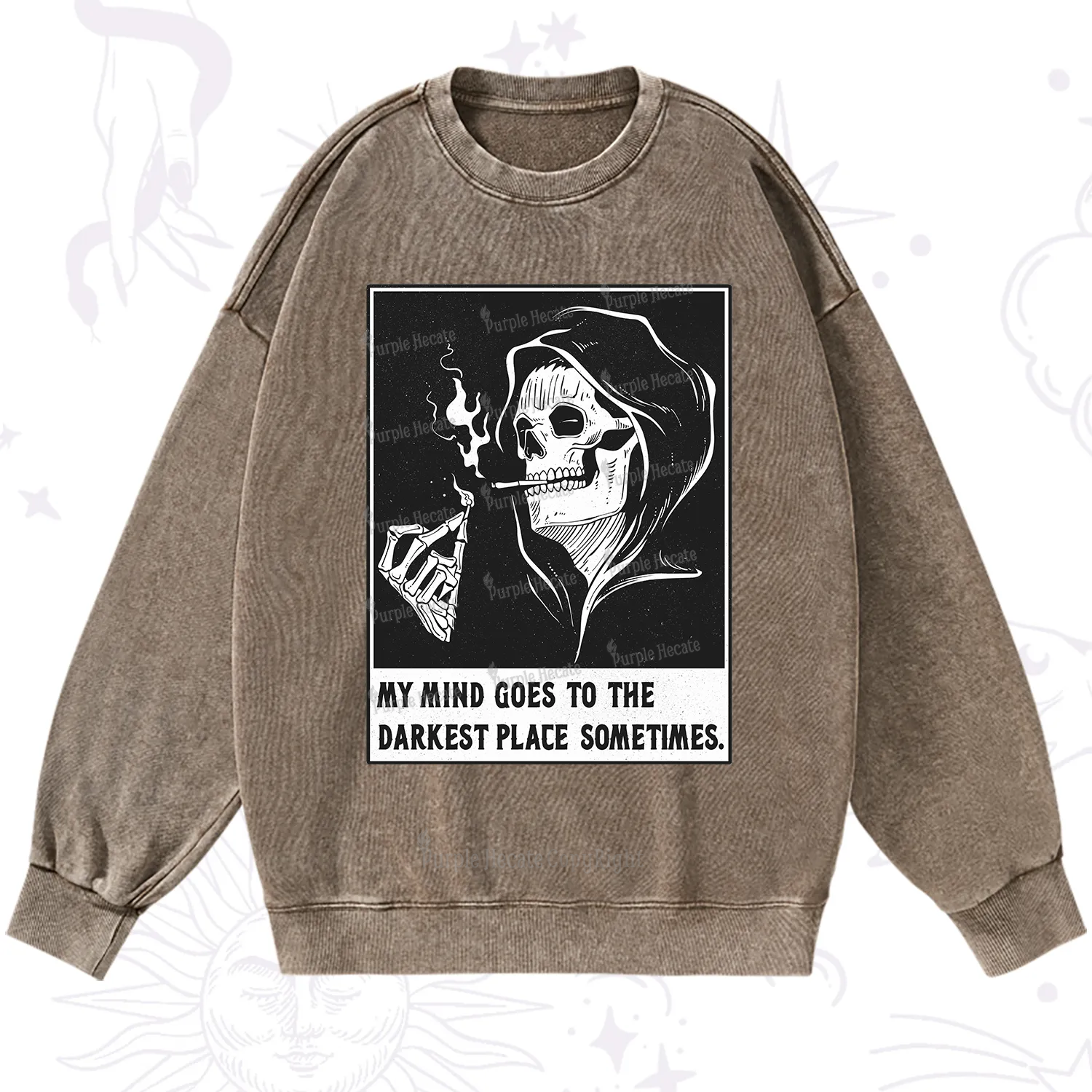 Purplehecate My Mind Goes To The Darkest Place Sometimes Washed Sweatshirt