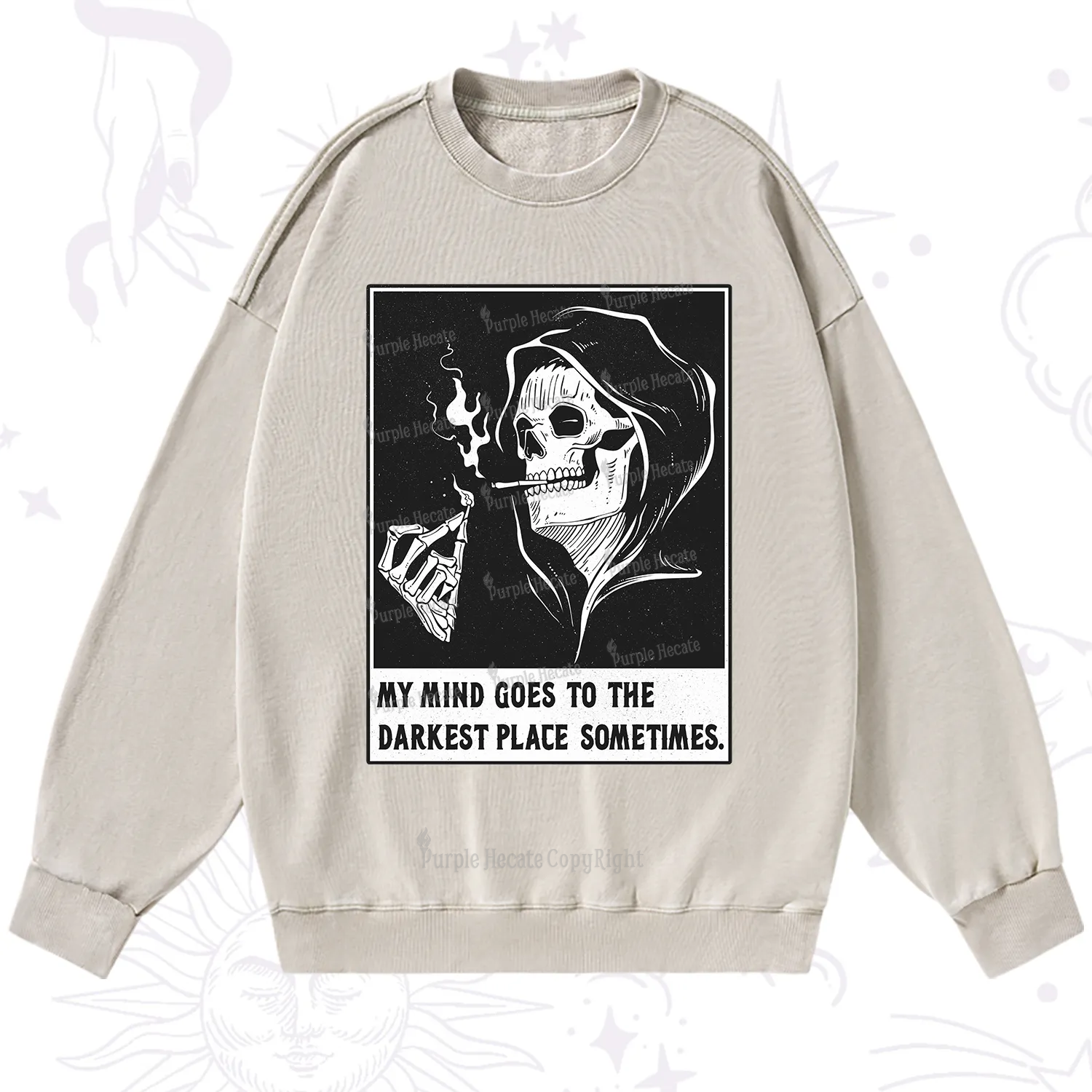 Purplehecate My Mind Goes To The Darkest Place Sometimes Washed Sweatshirt