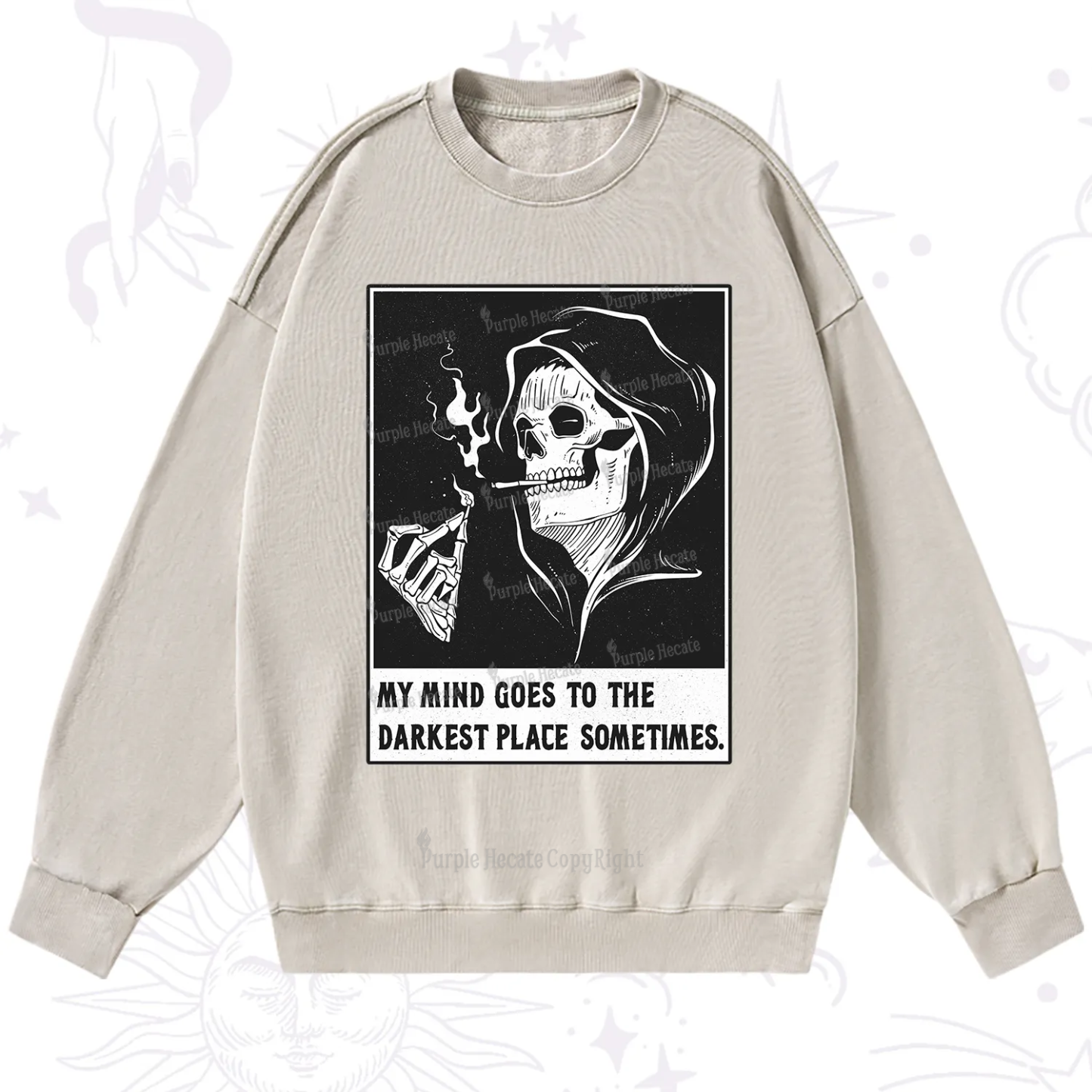 Purplehecate My Mind Goes To The Darkest Place Sometimes Washed Sweatshirt