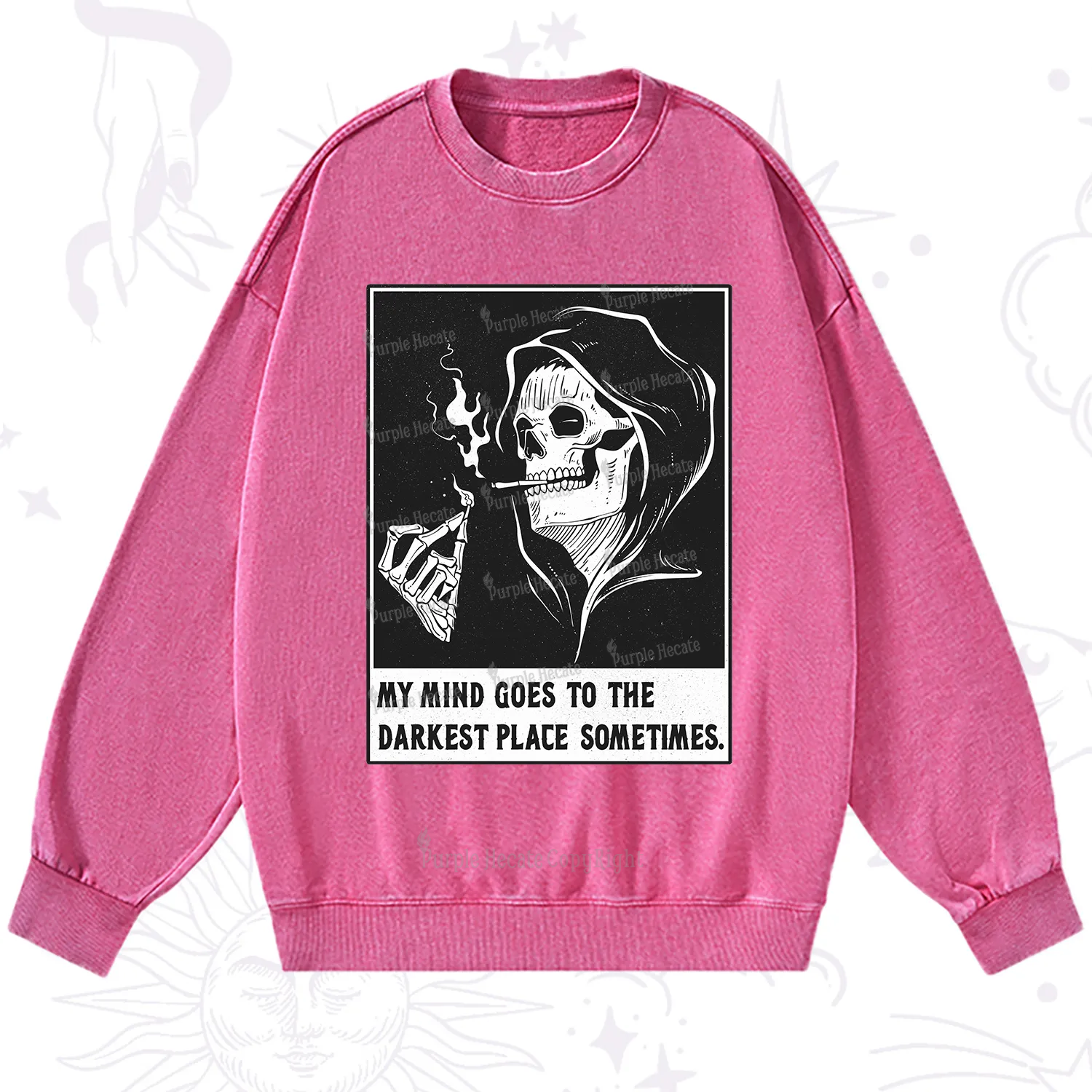 Purplehecate My Mind Goes To The Darkest Place Sometimes Washed Sweatshirt