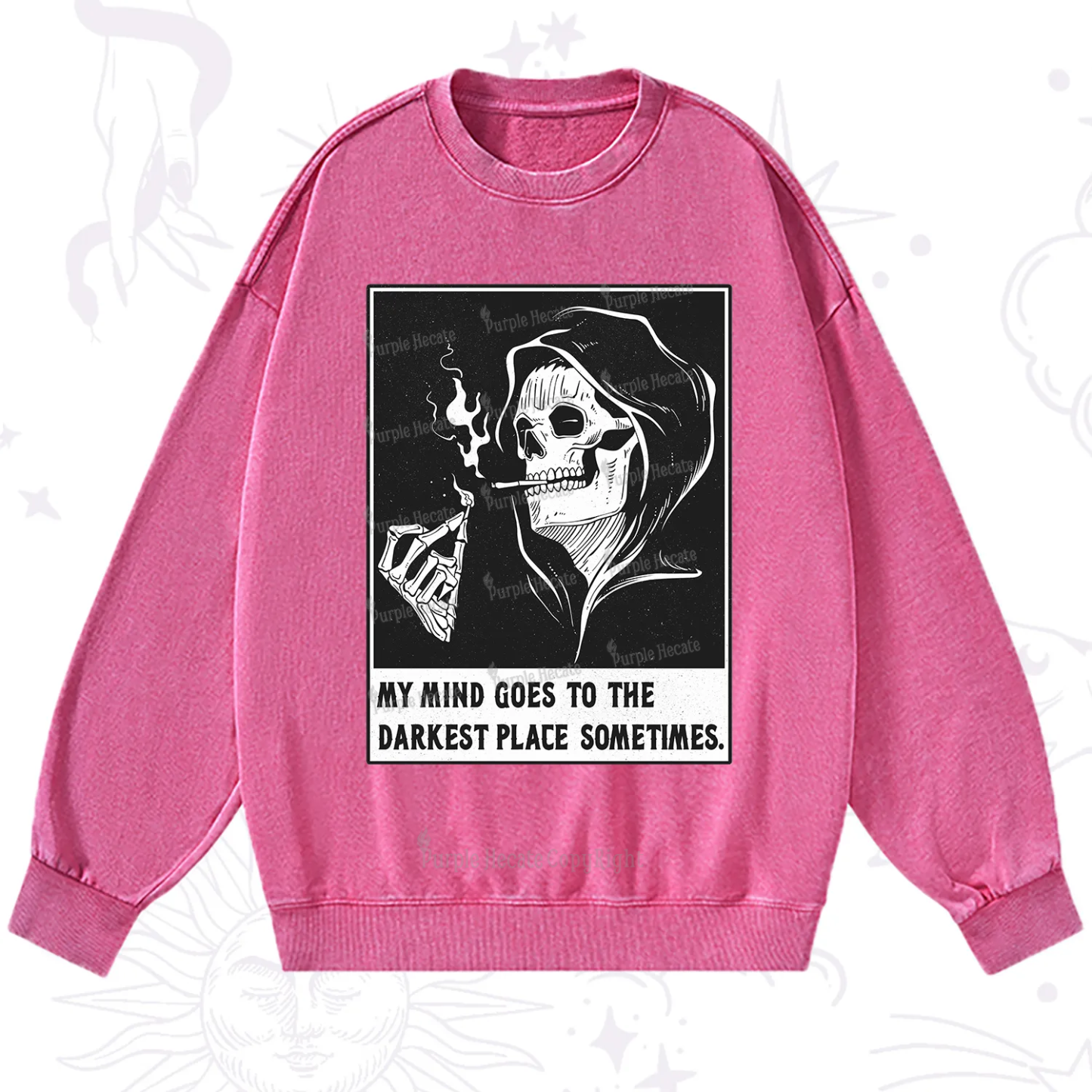Purplehecate My Mind Goes To The Darkest Place Sometimes Washed Sweatshirt