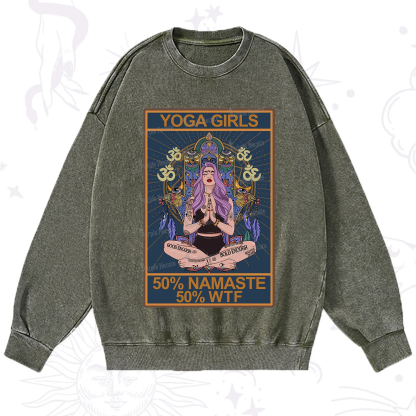 Purplehecate The Girls Yoga Shirt 50% Namaste 50% WTF Oracle Card Washed Sweatshirt