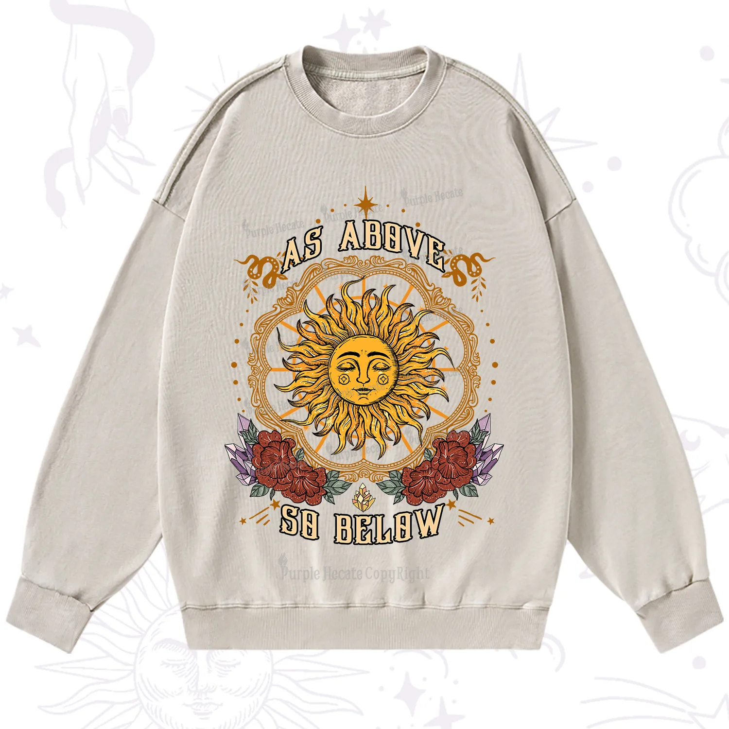 Purplehecate As Above So Below Washed Sweatshirt
