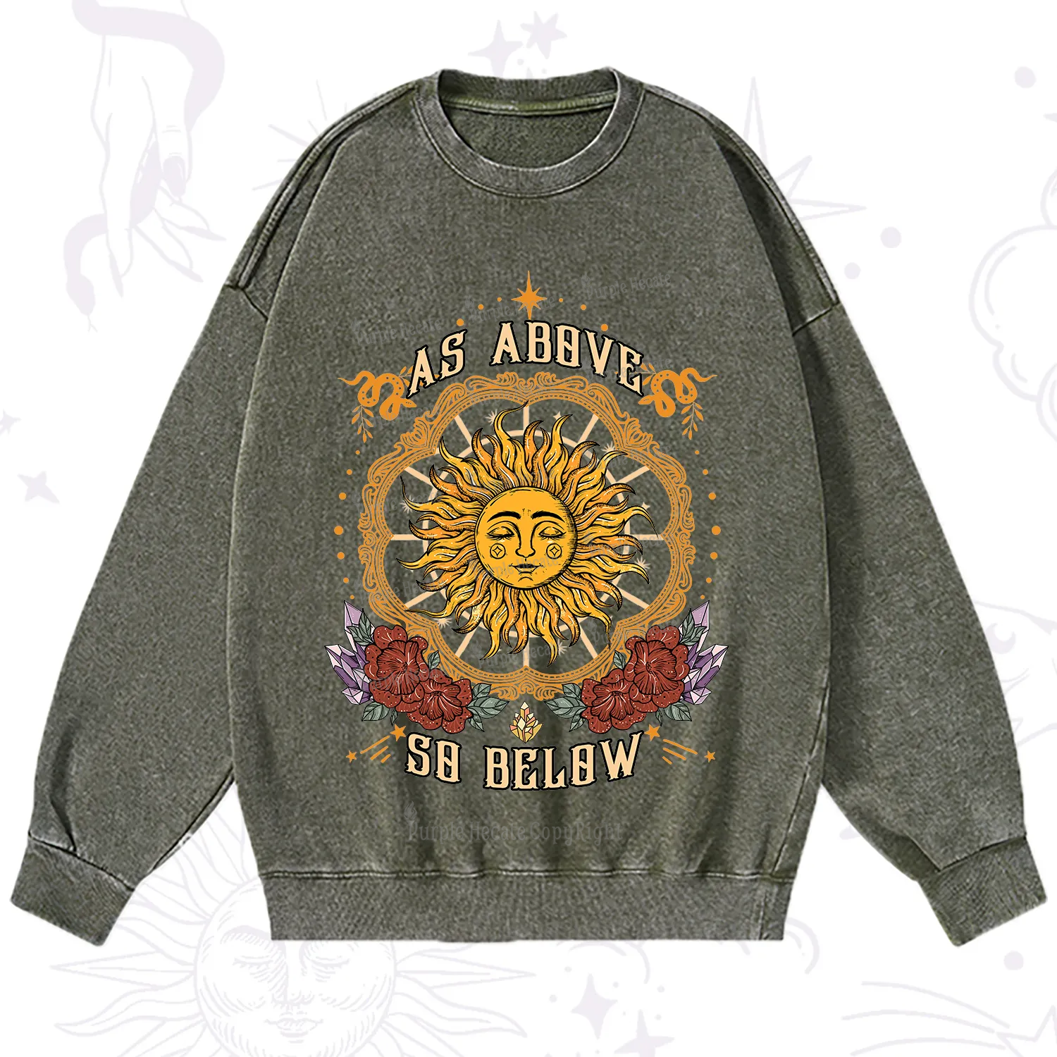 Purplehecate As Above So Below Washed Sweatshirt