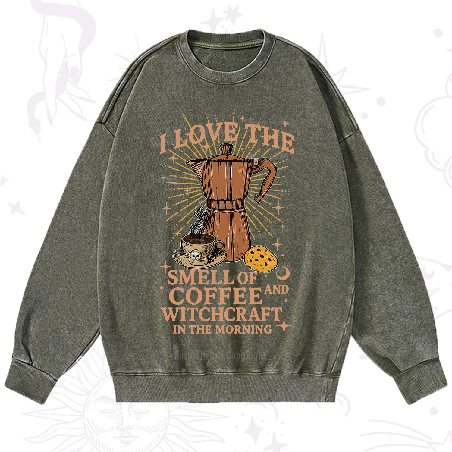 Purplehecate I Love The Smell Of Coffee And Witchcraft In The Morning Washed Sweatshirt