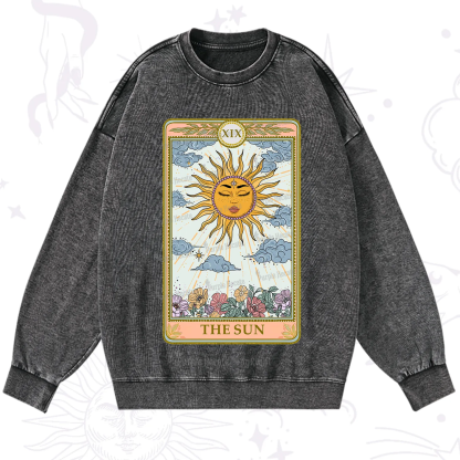 Purplehecate The Sun Tarot Washed Sweatshirt