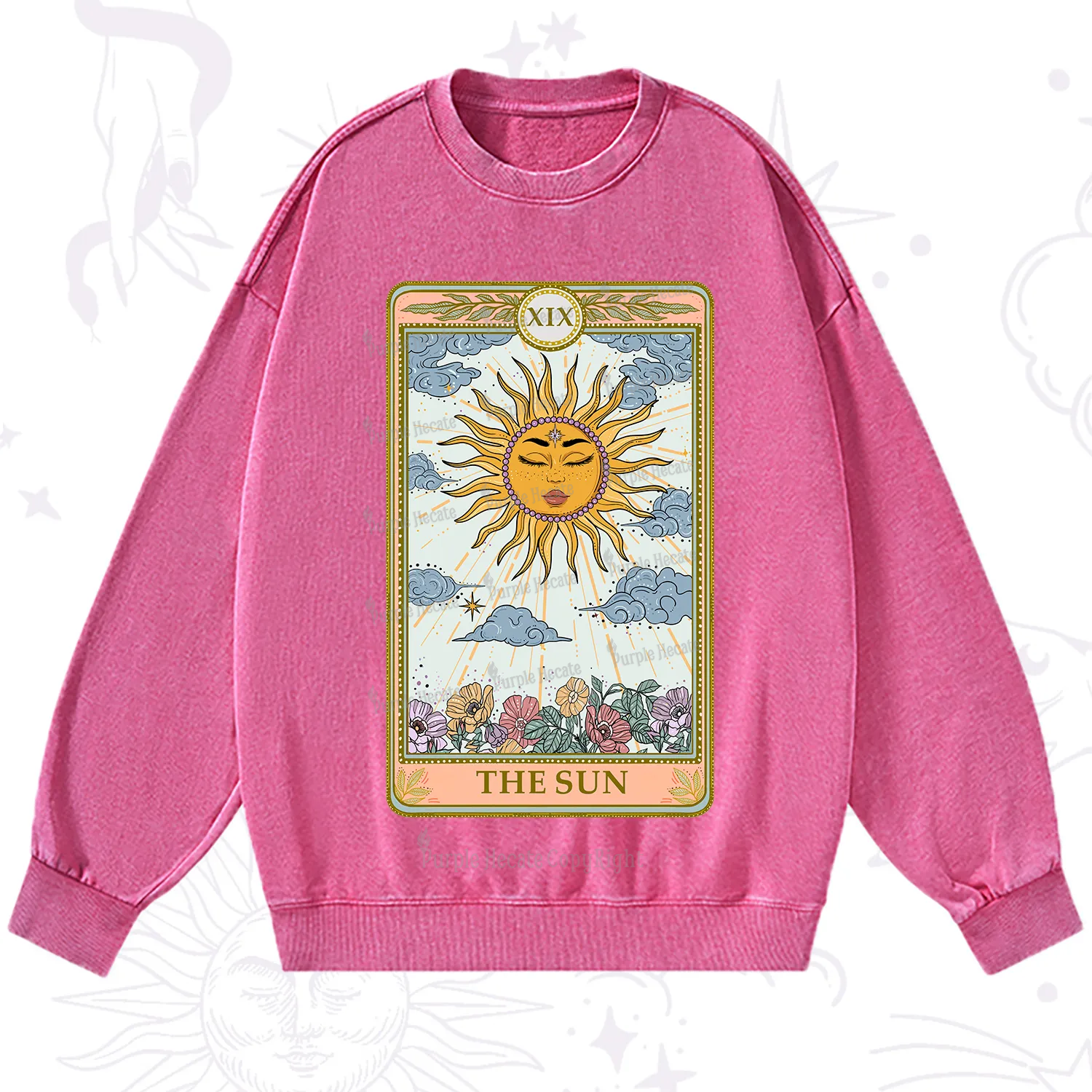 Purplehecate The Sun Tarot Washed Sweatshirt
