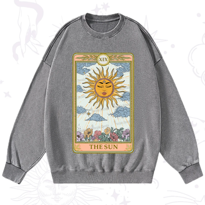 Purplehecate The Sun Tarot Washed Sweatshirt
