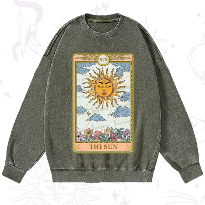 Purplehecate The Sun Tarot Washed Sweatshirt