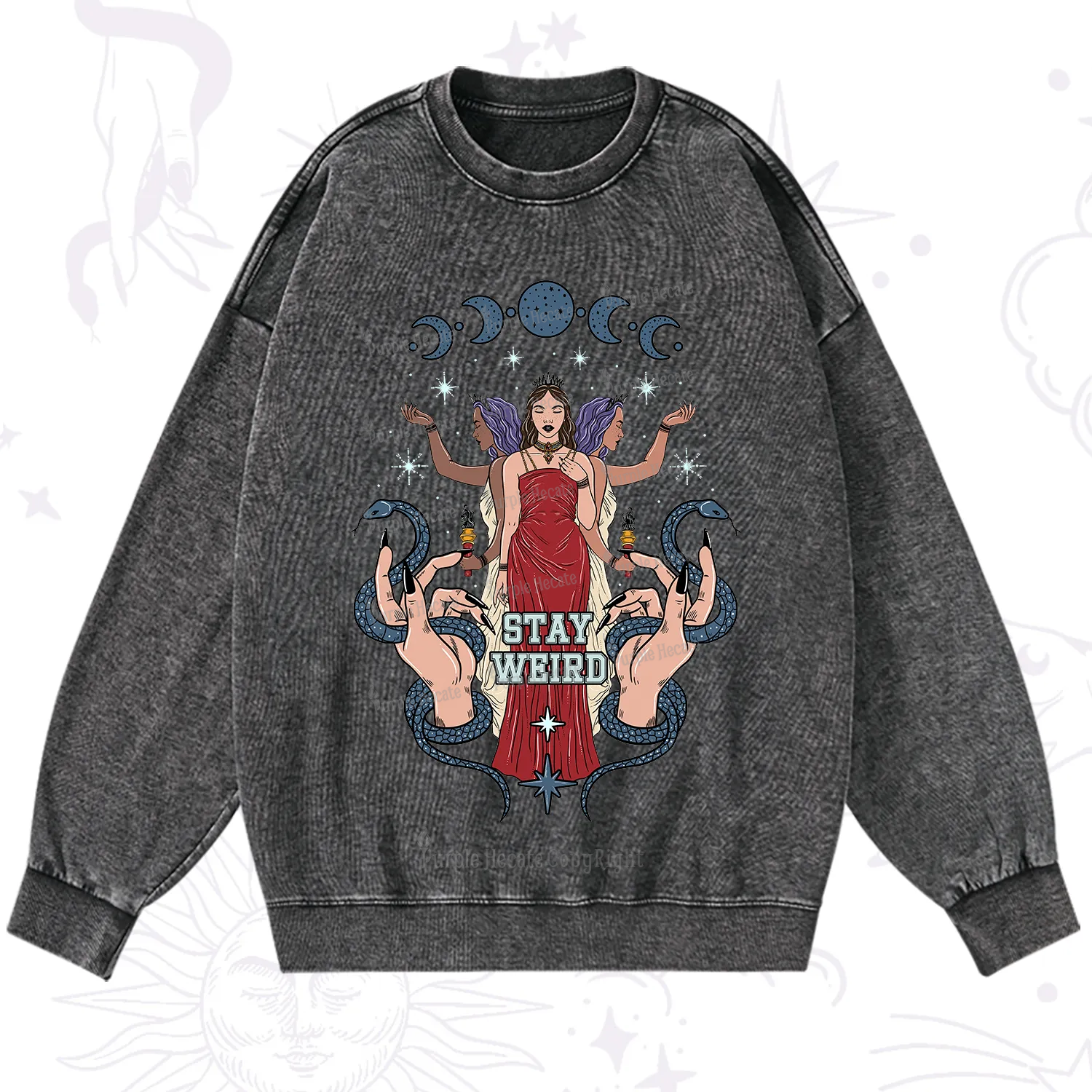 Purplehecate Stay Weird Goddess Washed Sweatshirt