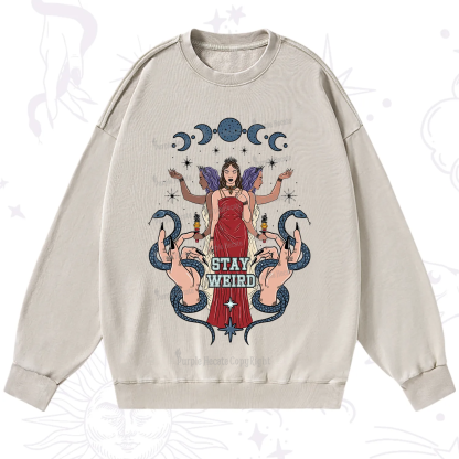 Purplehecate Stay Weird Goddess Washed Sweatshirt