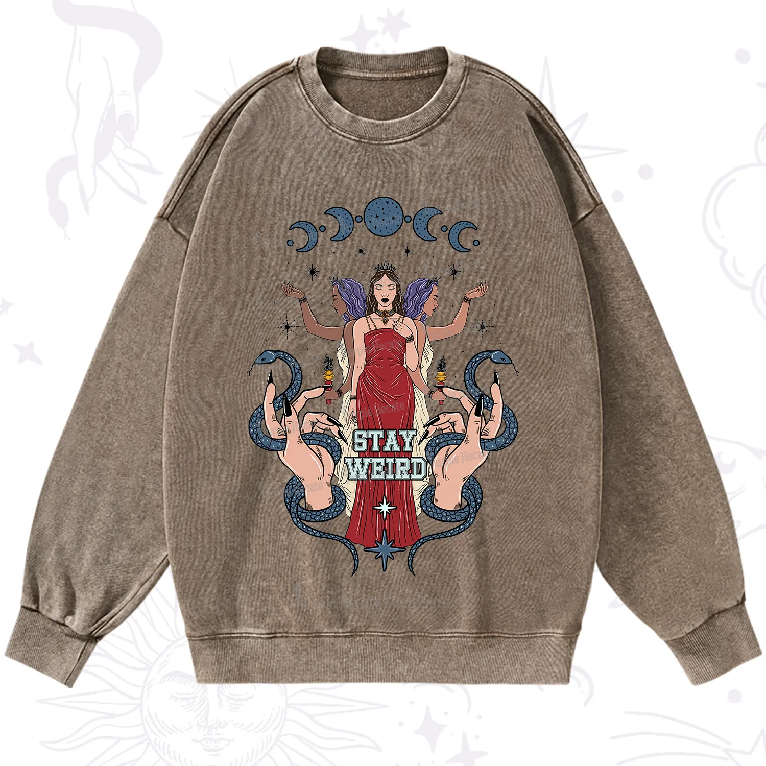 Purplehecate Stay Weird Goddess Washed Sweatshirt