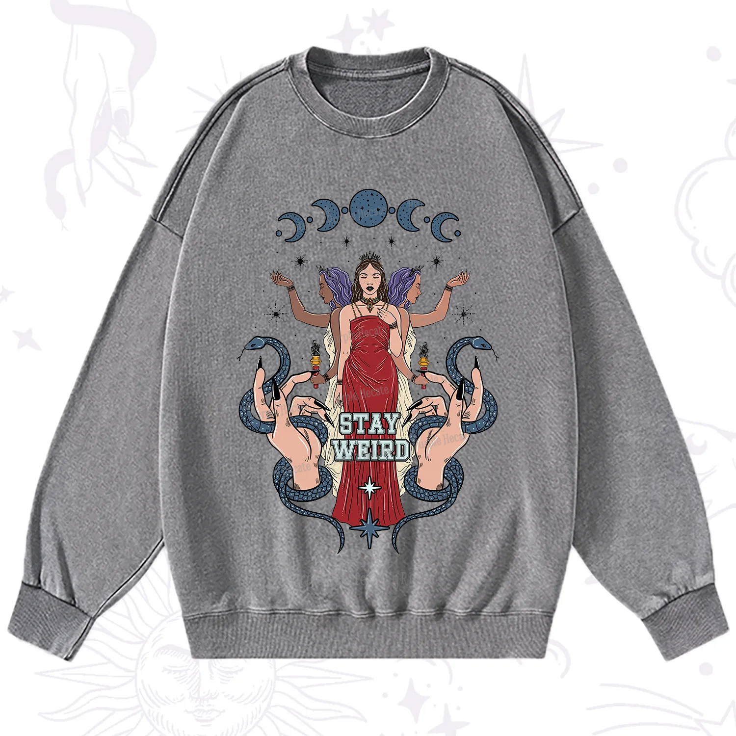 Purplehecate Stay Weird Goddess Washed Sweatshirt