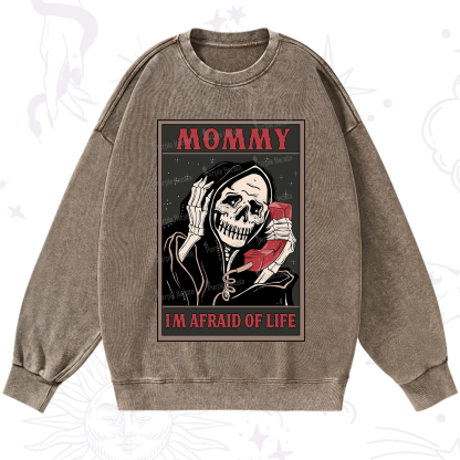 Purplehecate The Mommy I'm Afraid Of Life Oracle Card Washed Sweatshirt