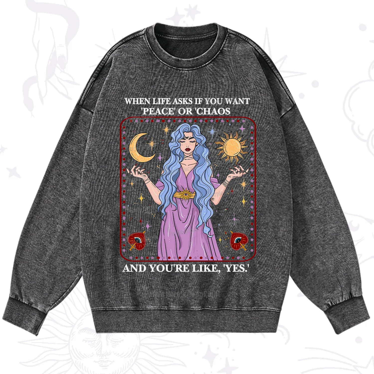 Purplehecate Peace Or Chaos Washed Sweatshirt
