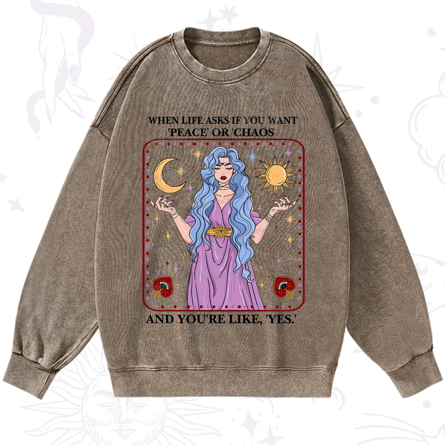 Purplehecate Peace Or Chaos Washed Sweatshirt
